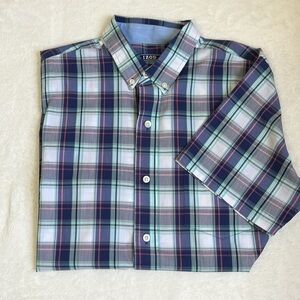 IZOD Men’s Plaid Short Sleeve Button Down Shirt Size Medium